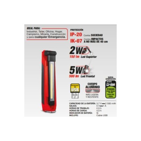 Lampara LED Recargable Multifunción 5 w